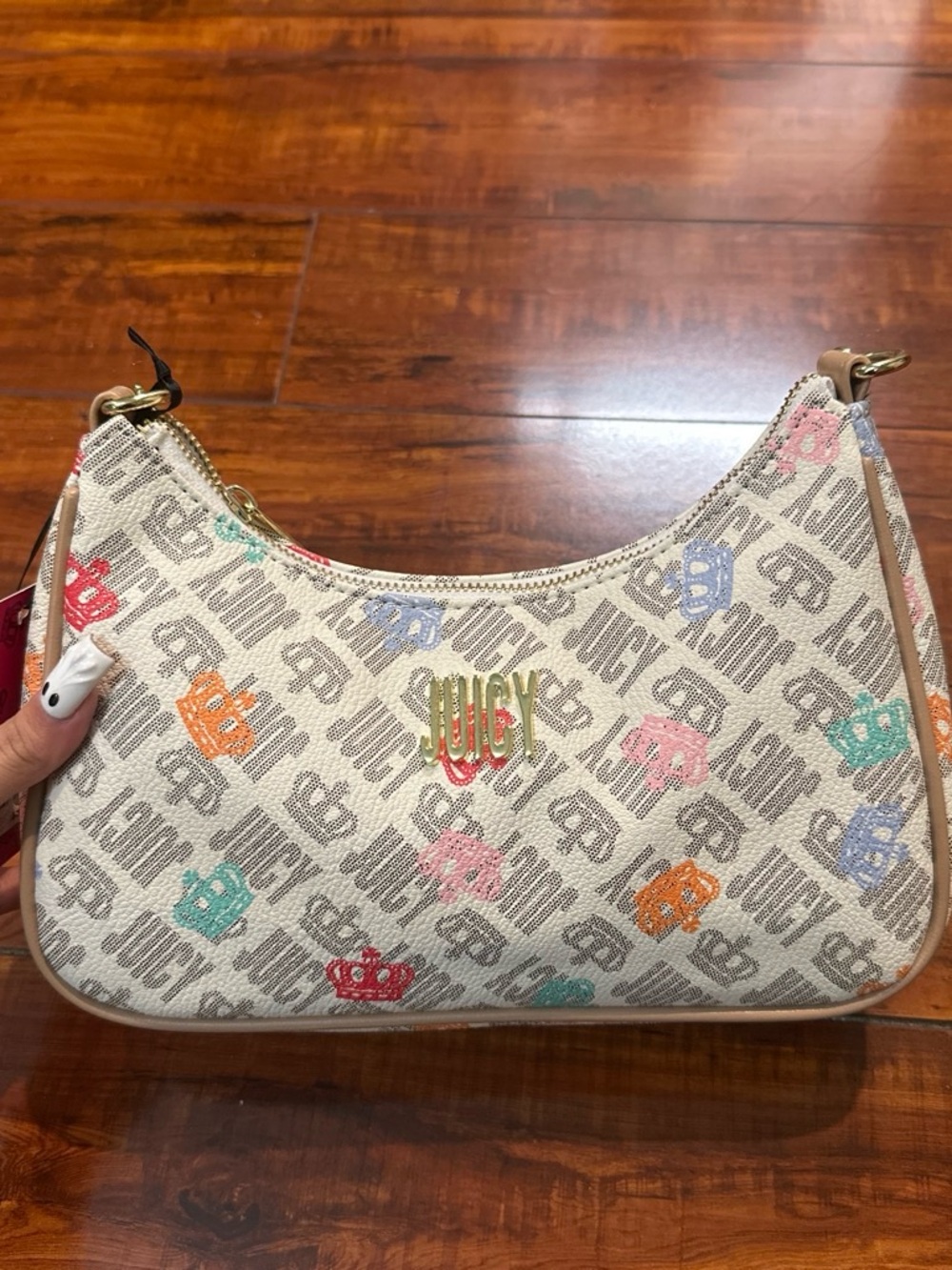 Juicy Couture Cream Multicolor Logo Mini Shoulder Bag